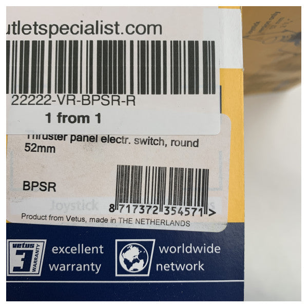 Panneau de commande Vetus BPSR pour le propulseur d'étrave et le propulseur de poupe