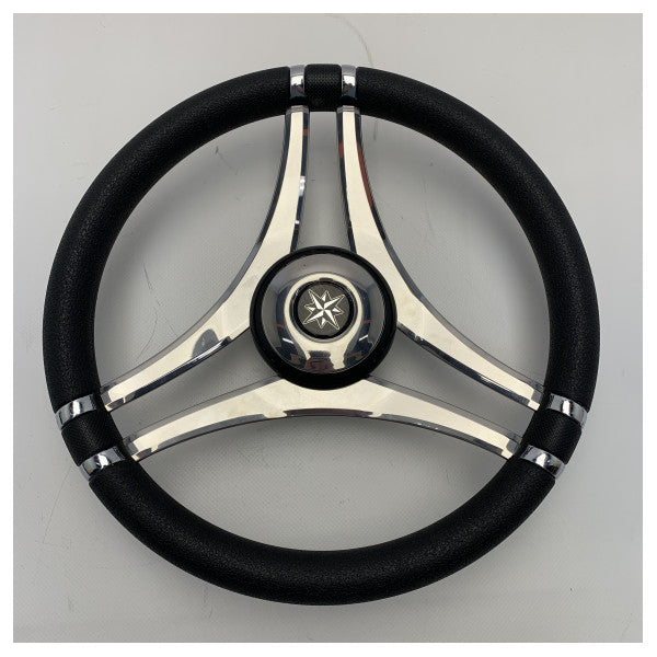 Volante Allpa Ultraflex a 3 razze in acciaio inox nero