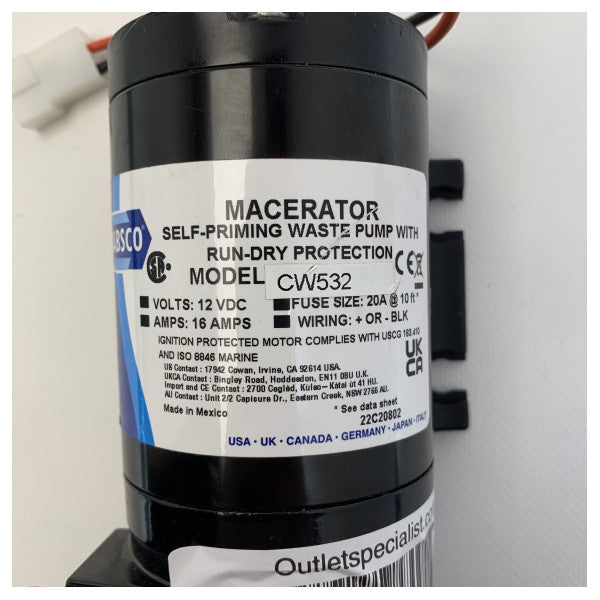 Самовсмоктувальний насос для стічних вод Jabsco із захистом від сухого ходу - CW532