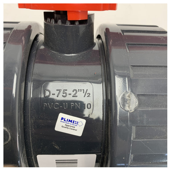 Кульовий кран Profec Safe D-75-2.5 PVC-U PN 10 - міцний кран з ПВХ для надійного регулювання витрати води