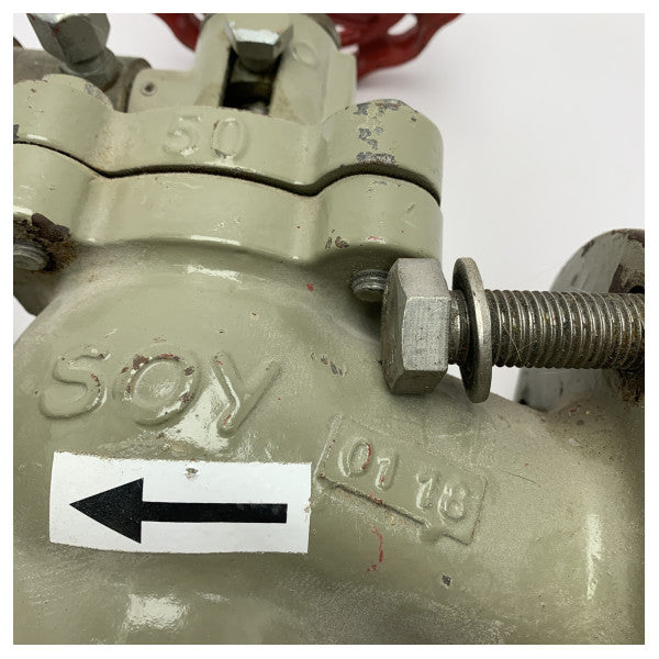 Válvula de gaveta de ferro marítimo DN50 PN16 de alta qualidade com revestimento resistente à corrosão e funcionamento com volante