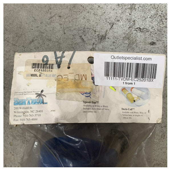 SeaTech Blue Coiled Deck Wash Down Hose ��� Durable Marine Water Hose for Cleaning & Rinsing