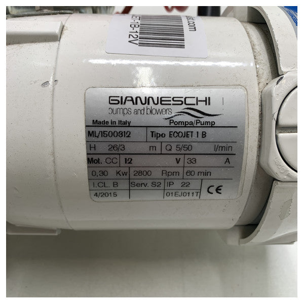 Gianneschi hydrofor färskvattenpump 12V | 45L/min - ECOJET-1B-12V