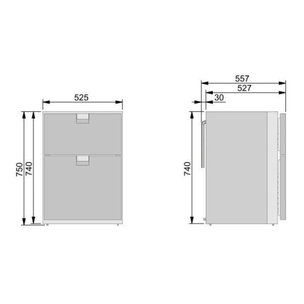 フリゴナウティカ FC4 ステンレススチール 2段カウンター下冷蔵庫 130L 12/24V