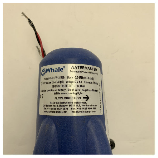ΧΡΗΣΙΜΟΠΟΙΗΜΕΝΟ Whale FW1215 (B) Watermaster Αυτόματη θαλάσσια αντλία νερού 12V Ανθεκτική στο θαλασσινό νερό 11.5L