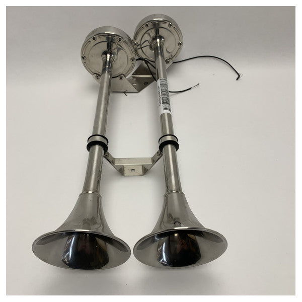 UŻYWANY klakson pneumatyczny Vetus H24D z podwójną trąbką 24 V, stal nierdzewna