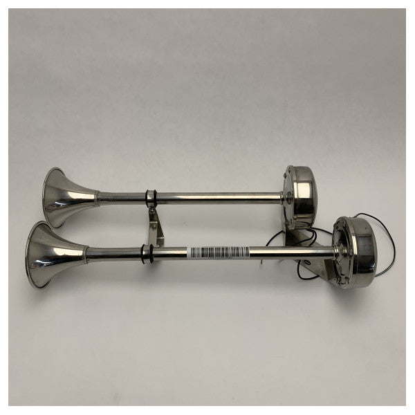 UŻYWANY klakson pneumatyczny Vetus H24D z podwójną trąbką 24 V, stal nierdzewna