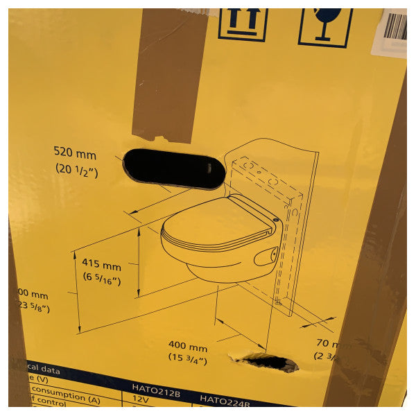 مرحاض بحري كهربائي بحري Vetus HATO212B بجهد 12 فولت