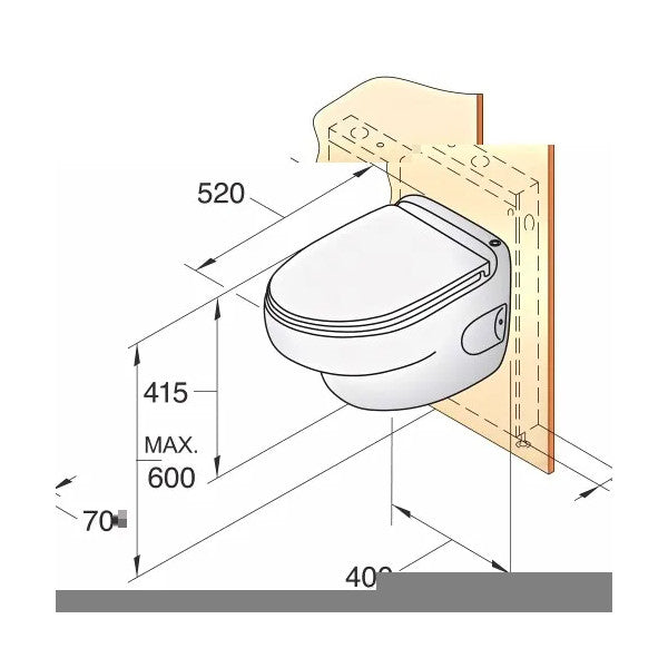 مرحاض بحري كهربائي بحري Vetus HATO212B بجهد 12 فولت