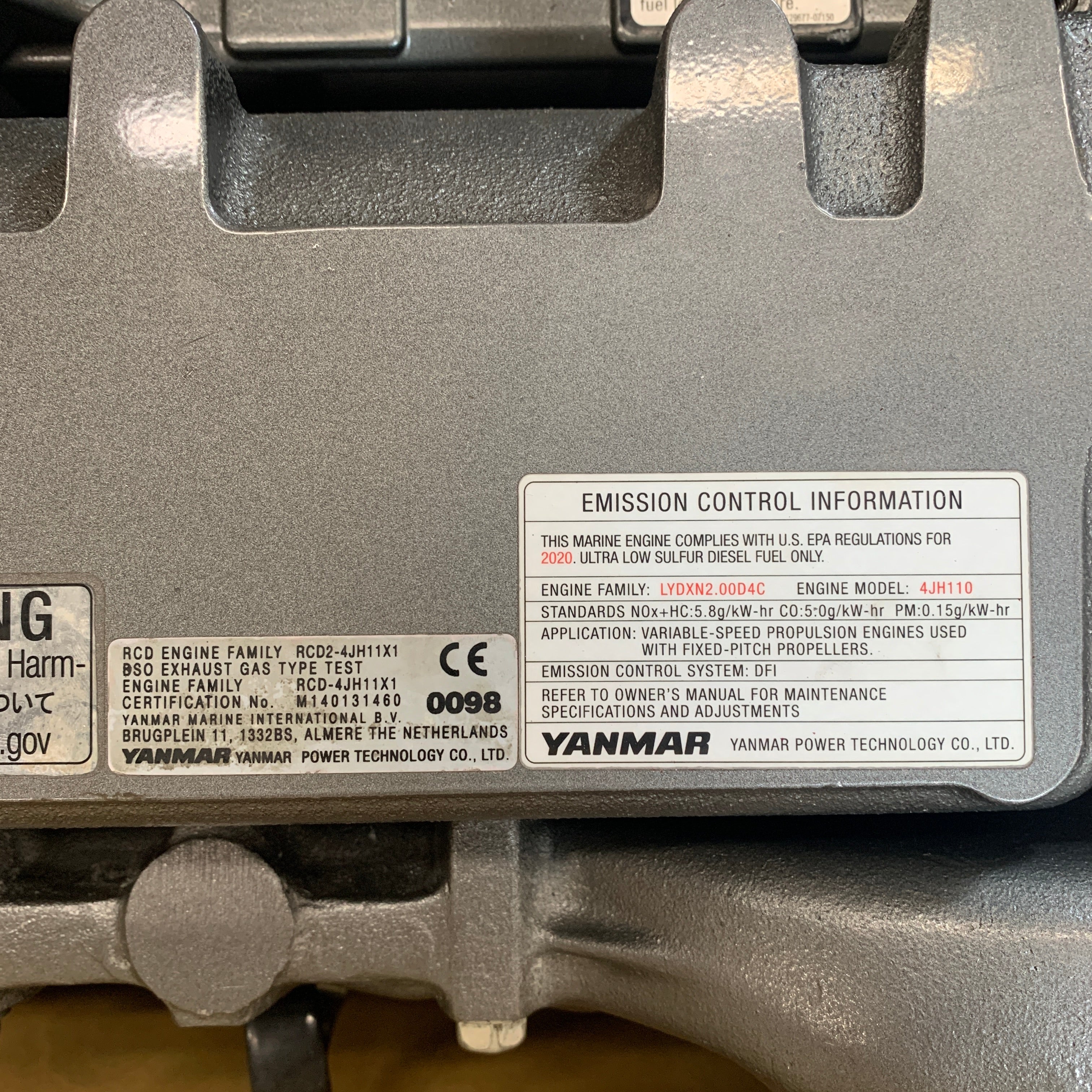 Yanmar 4JH110 110 HP marine diesel engine with ZF25A clutch - 4JH110-CR-ZF25A