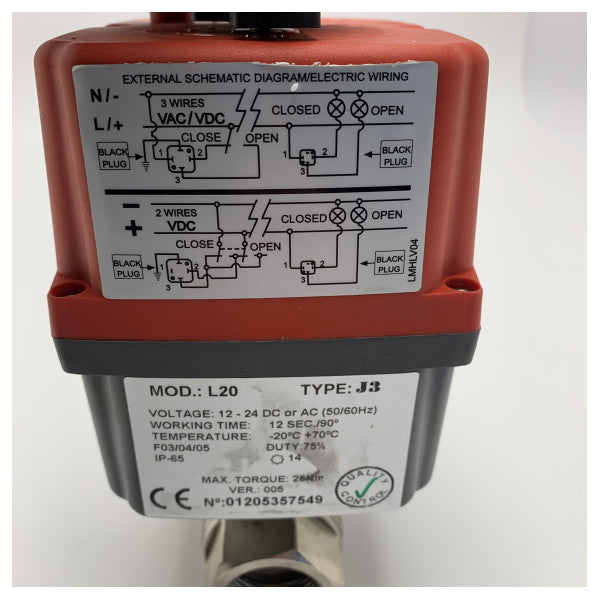 J+J L20 J3の電気制御の球弁1インチのステンレス鋼