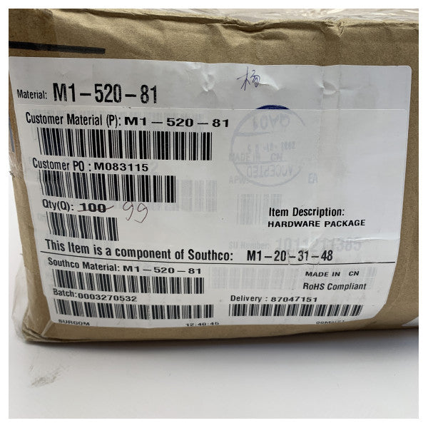 100x Southco Edelstahl Hatch Lock-M1-520-81