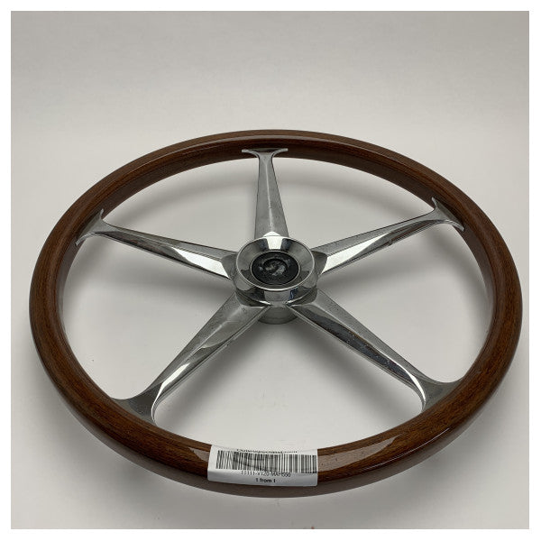 KÄYTETTÄVÄ Vetus MAH550 merenkulun ruostumattomasta teräksestä valmistettu ohjauspyörä, mahonki D550 mm