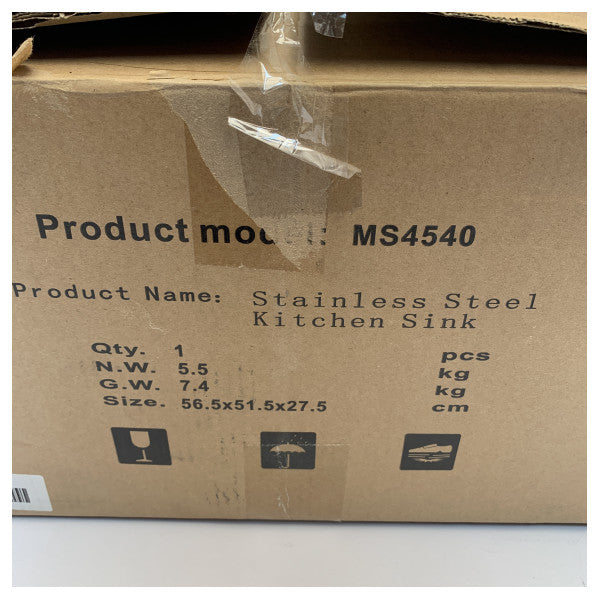 Mizzo Quadro 45 x 40 cm rustfritt stål kjøkkenvask - MS4540