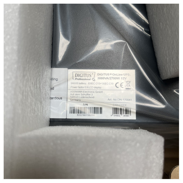 Digitus Professional Online Smart UPS 3000VA захранване за морската среда с LCD дисплей и монтаж в стелаж