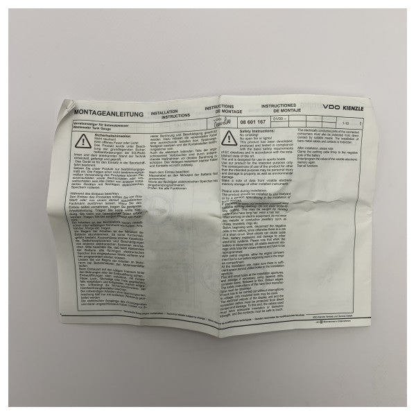 Индикатор за нивото на отпадните води VDO Ocean Line черен 12V - N 02 230 626