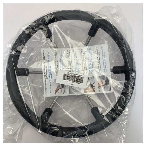 Volante em couro preto Allpa para barcos de recreio - raios em aço inoxidável durável, resistente às intempéries - NL7360/01