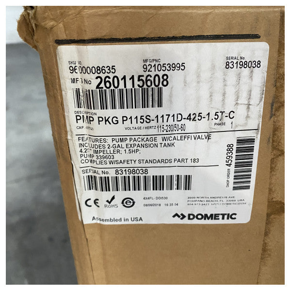 Dometic P115S-1171D-425-1.5TCV kaynaklı klima pompası