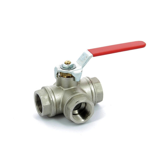 Vetus 3-way ball valve 1/2 inch nickel brass. plated - PN40-08A - KRA1/2L