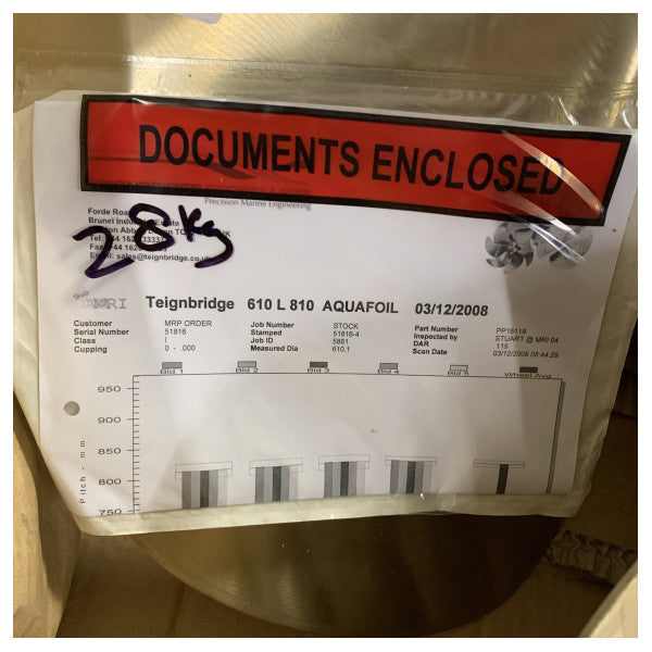 Teignbridge 610mm 5-Blade Left-Hand Marine Propeller for Saltwater and Freshwater Use