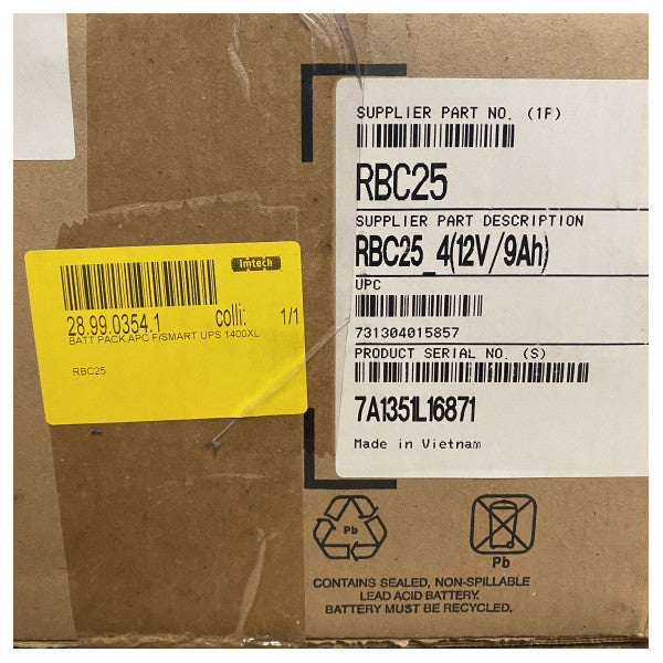 APC RBC25 Batteri erstatningskassett for Backups Series