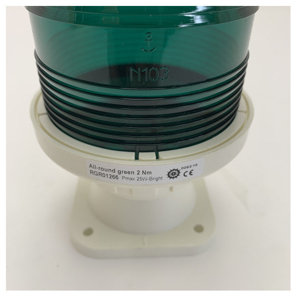 Навігаційний ліхтар Vetus RGR35VWIT 360 градусів зелений з кріпленням