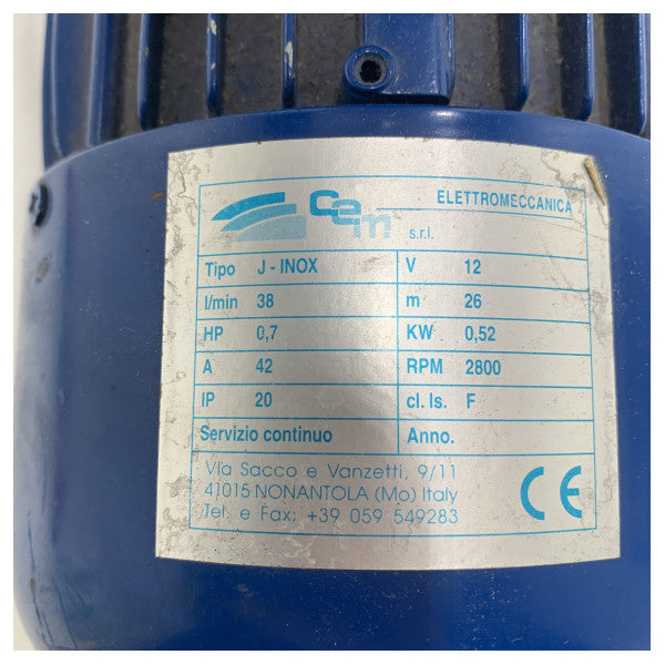 CEM J-INOXステンレス鋼12V疎水清水ポンプ38L分