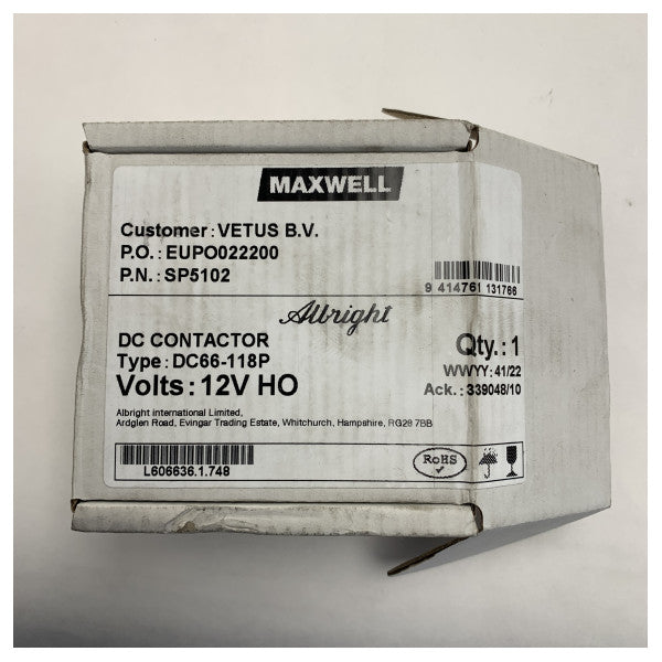 Maxwell SP5102 160A 12V solenoide do molinete | relé