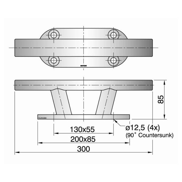 Cornamusa Vetus TAURUS06 de acero inoxidable 300 mm