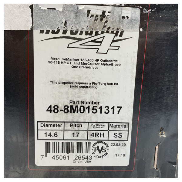 4-лопатевий гребний гвинт з нержавіючої сталі Mercury Revolution 14.6 x 17P CR