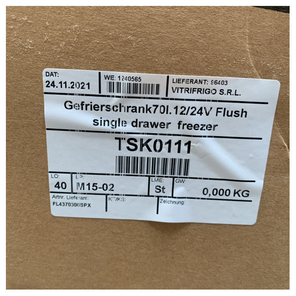 ثلاجة Vitrifrigo DW70BT DW70BT سعة 70 لترًا من الفولاذ المقاوم للصدأ بضاغط درج 12/24 فولت