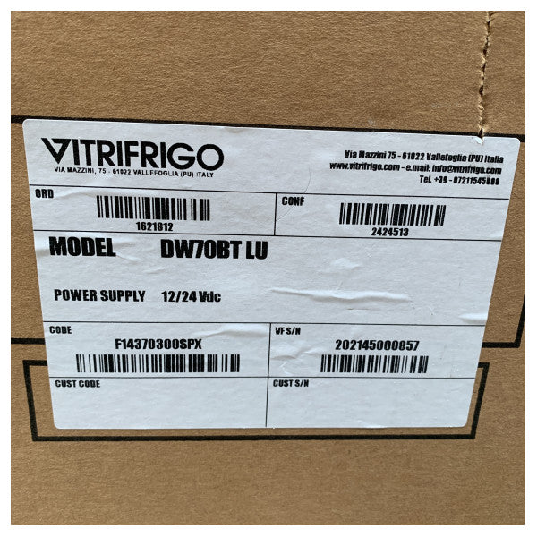 ثلاجة Vitrifrigo DW70BT DW70BT سعة 70 لترًا من الفولاذ المقاوم للصدأ بضاغط درج 12/24 فولت