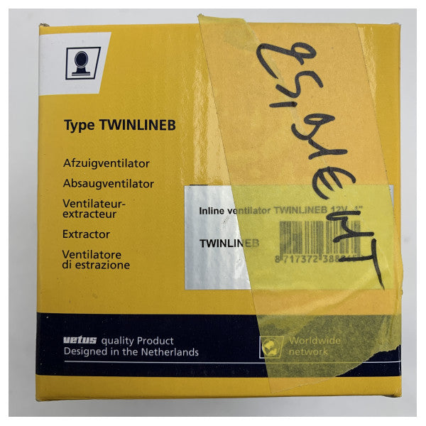 Вентилатор за извличане Vetus TWINLINE in-line 102MM 12V