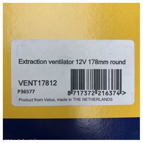 Vetus VENT17812 редови вентилатор 12V 12 m3 D178 mm