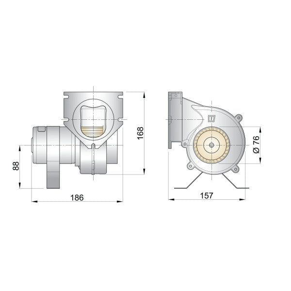 Vetus VENT7612A sort motorrumsventilator D76 mm 12V