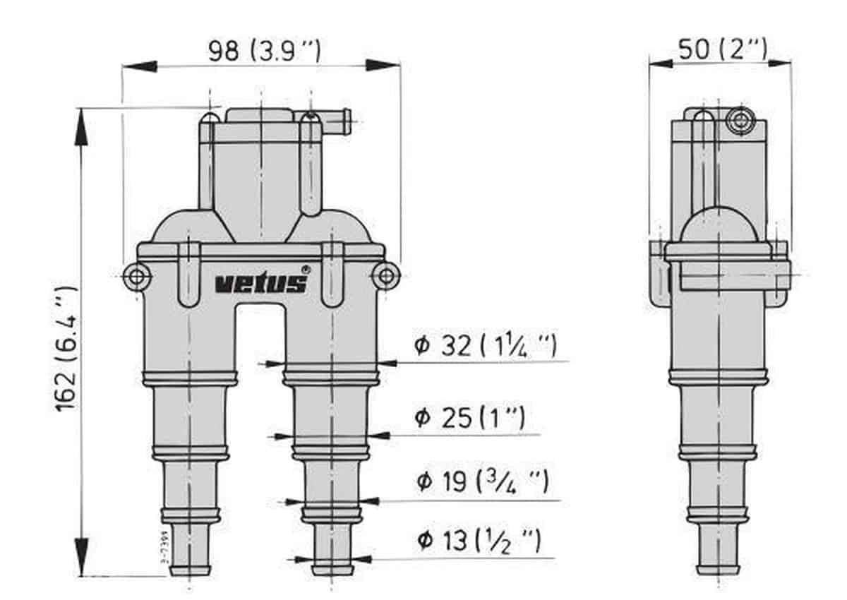 Vetus Airvent con valvola per tubo flessibile da 13/19/25/32 mm