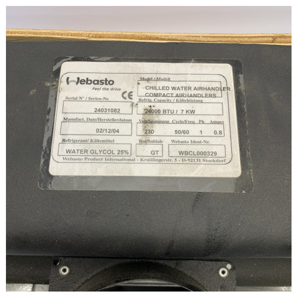 BRUGT Webasto Compact 24000 BTU vandkølet køler luftbehandler - WBCL000329