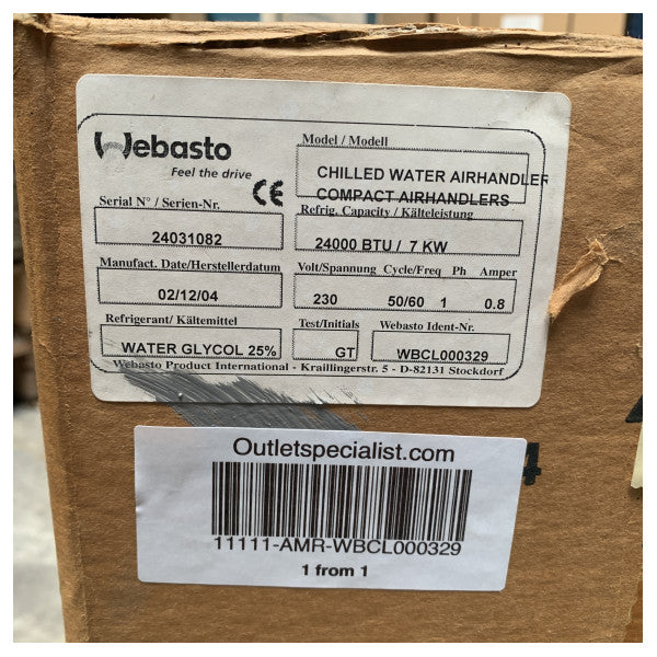 BRUGT Webasto Compact 24000 BTU vandkølet køler luftbehandler - WBCL000329