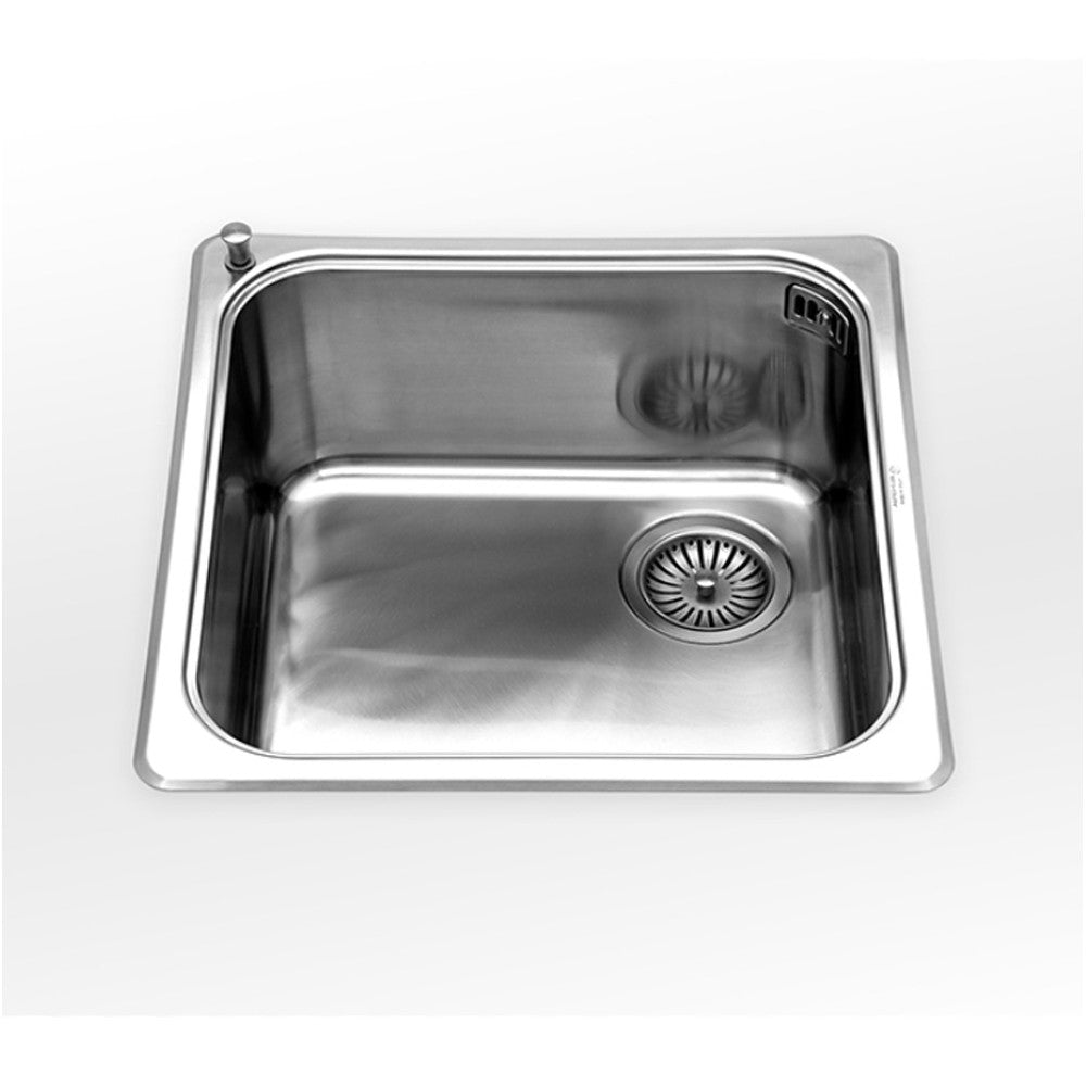 Alpes 446-D inox ankastre kare lavabo 45 x 45cm sağ gider