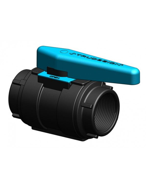 Trudesign 1-1/4-BSP 1 1/4-инчов черен пластмасов сферичен кран