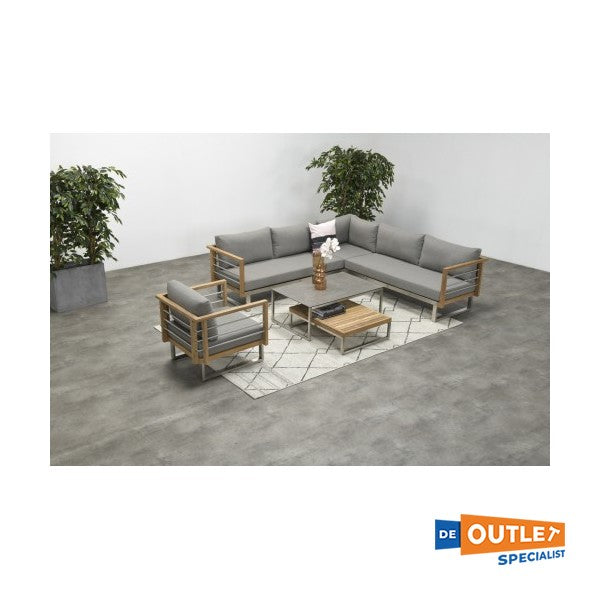 Garden Impressions Belerive 3-persoons loungebank grijs Teak/RVS