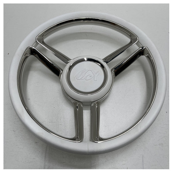 Isotta Mesola 350 mm ruostumattomasta teräksestä valmistettu 3-puolainen ohjauspyörä valkoinen