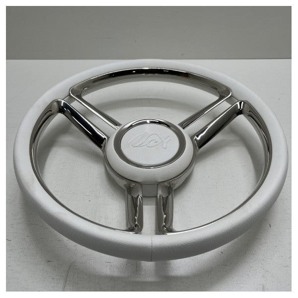 Isotta Mesola 350 mm volante a 3 razze in acciaio inox bianco