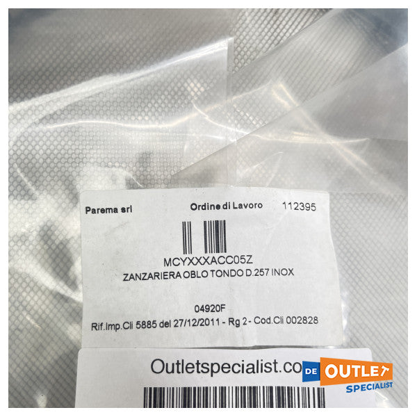 ناموسية Parema من الفولاذ المقاوم للصدأ للفتحة 257 مم - 112395