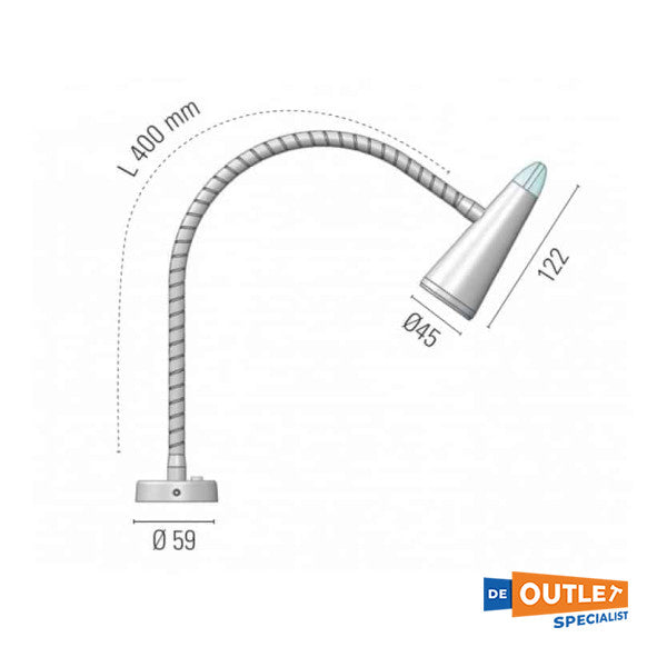 Lámpara de lectura de acero inoxidable ajustable Foresti Suardi Argo Mapp - 5075.fx.c