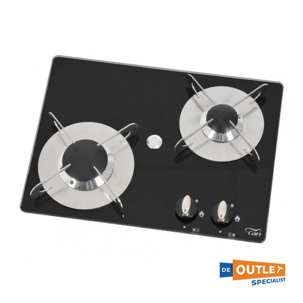 CAN PV1351 ugradbena plinska ploča s 2 plamenika crna