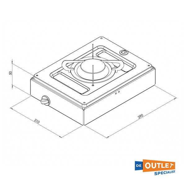 CAN FN1330 Gasspis med 1 brännare silver rostfritt stål