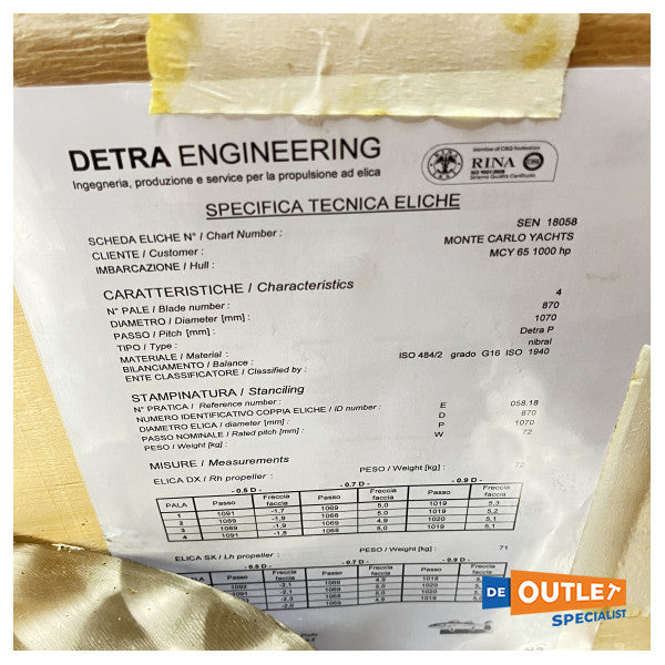 Detra D870 x P1070 bıçak-4 nibral pervane SX - 08079J