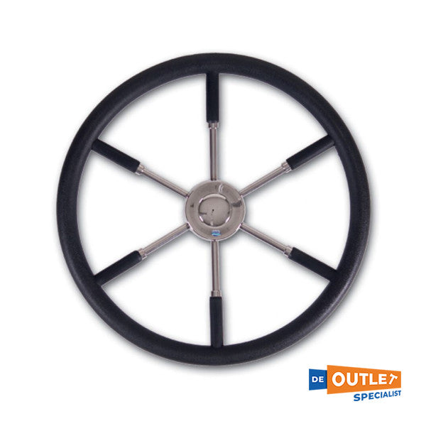 عجلة قيادة ستازو 6 أذرع من الفولاذ المقاوم للصدأ نوع 12 من البلاستيك المقاوم للصدأ أسود 55 سم - 1585