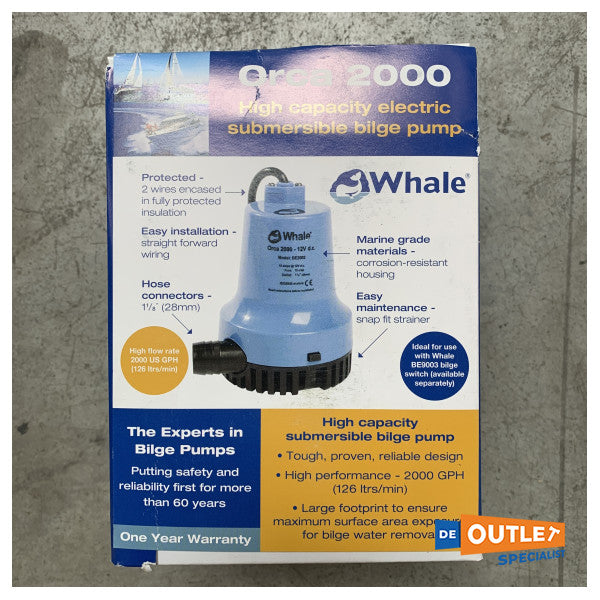 Whale Orca 2000 Electric Bilpump 24V 126 L Min - Be2004